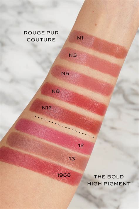 ysl bold lipstick swatches|ysl lipstick color chart.